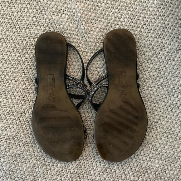 Sparkly Black Rhinestone Strappy Sandals - Picture 4 of 4